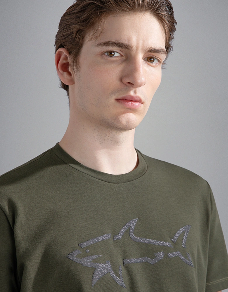 Men's Cotton Jersey T-Shirt with Printed Sharks