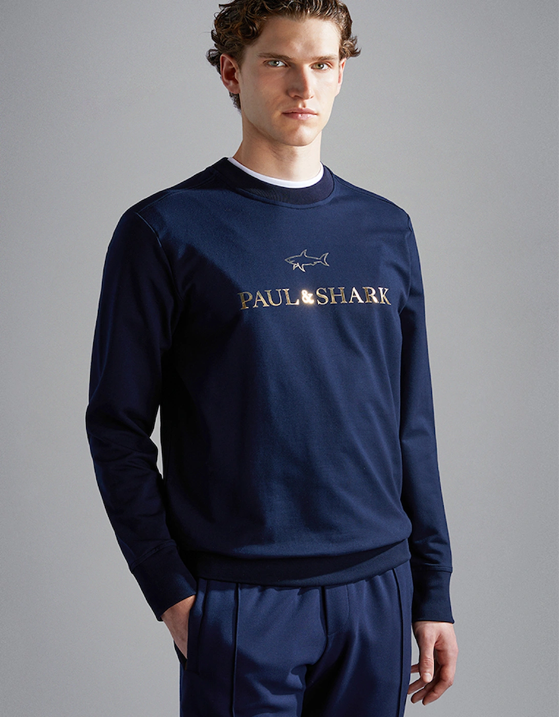 Men's Stretch Cotton Sweatshirt with Printed Logo, 5 of 4