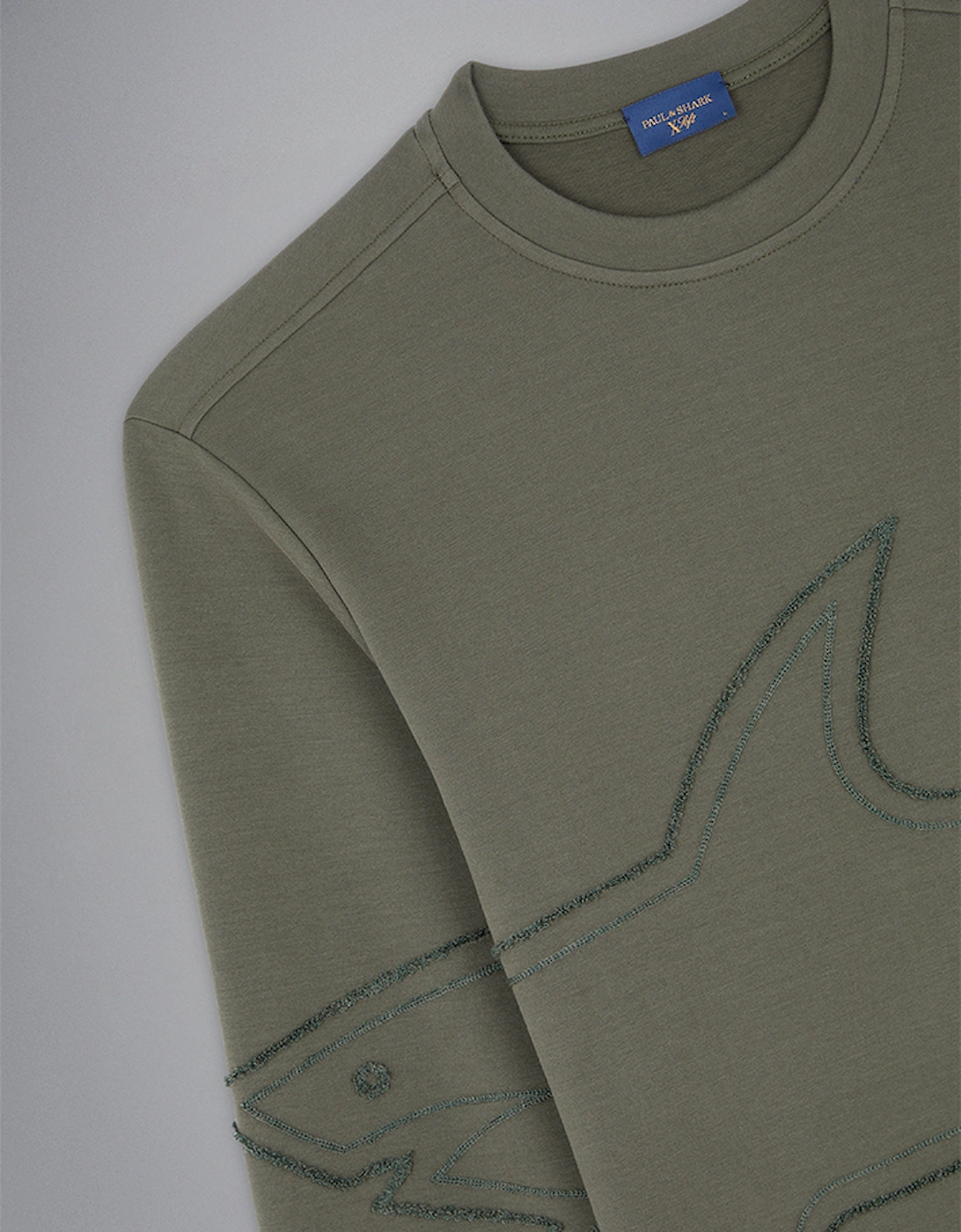 Men's X-Soft Cotton Tencel Sweatshirt with Embroidered Shark