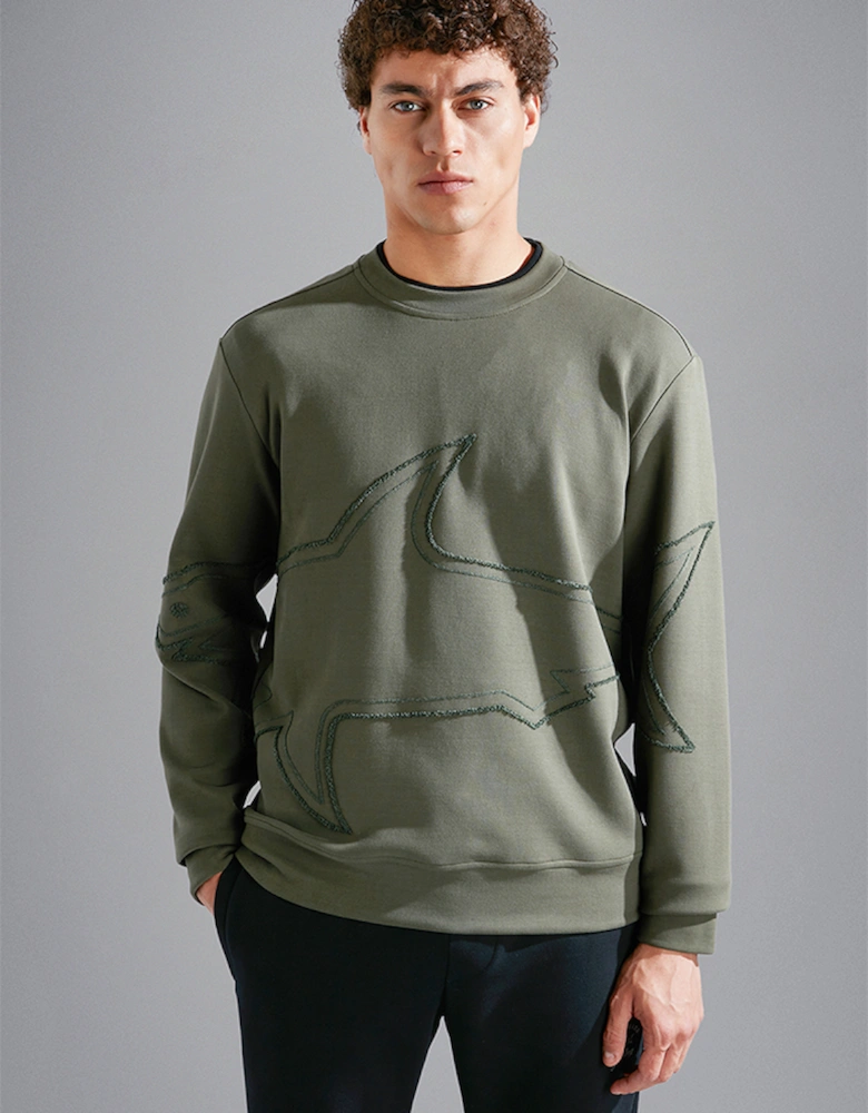 Men's X-Soft Cotton Tencel Sweatshirt with Embroidered Shark