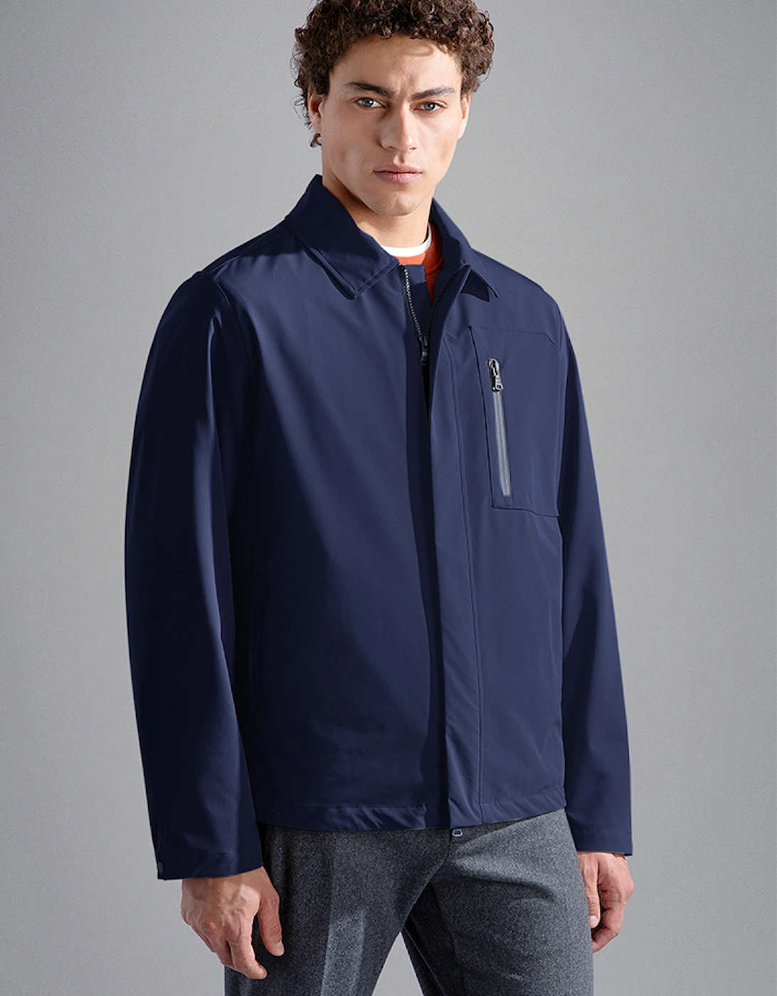 Men's Paul & Shark Men's Typhoon Re-4X4 Stretch Shacket - Navy - Size: Regular/40