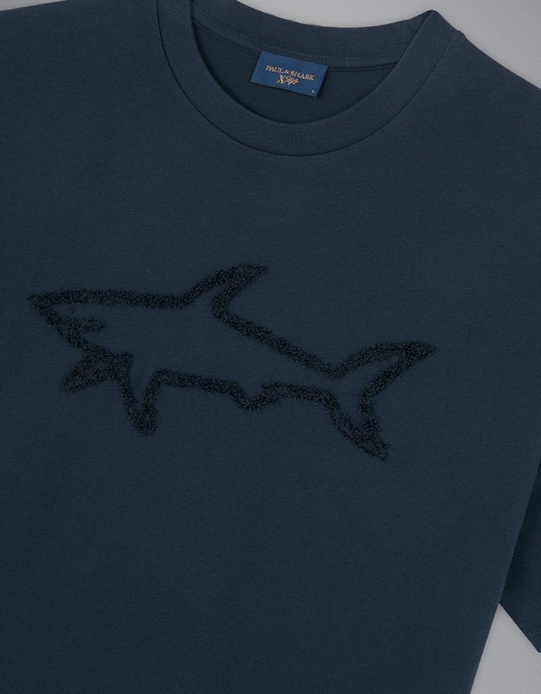 Men's Cotton T-Shirt with Embroidered Shark