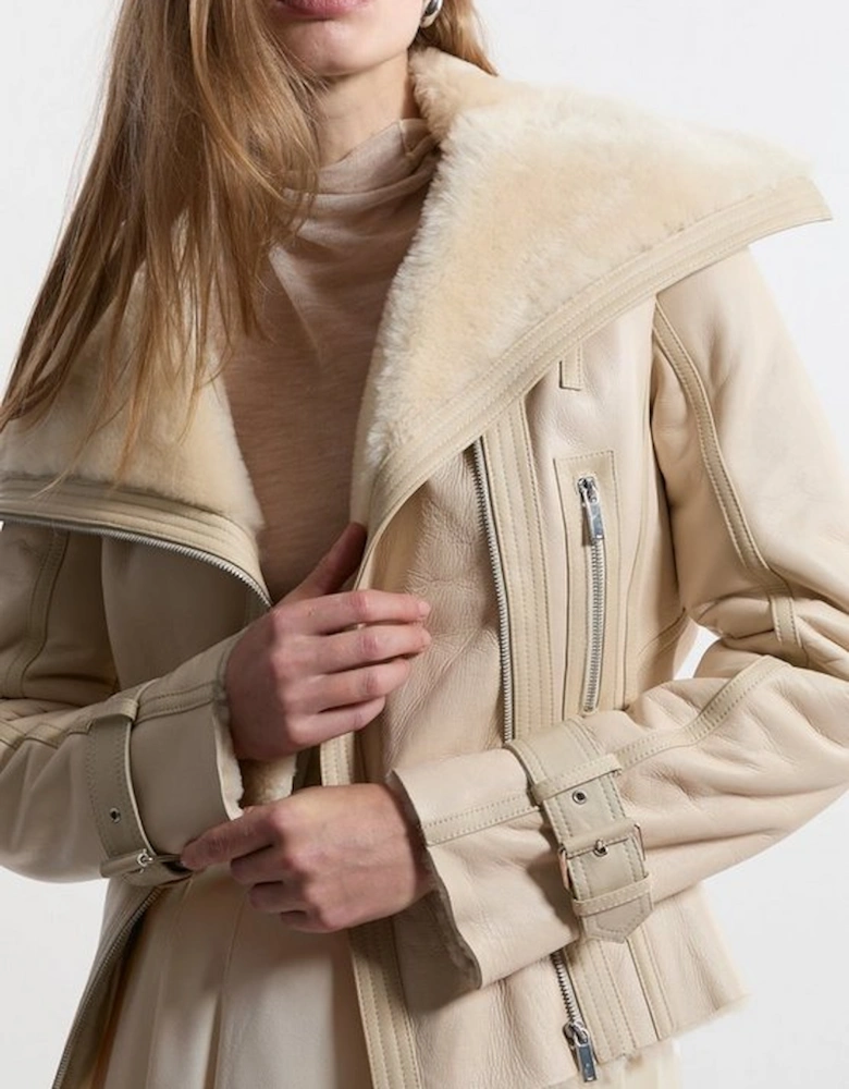 Shearling High Low Jacket