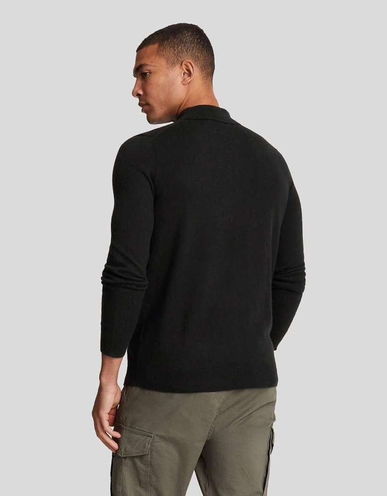 Cotton Merino Long Sleeve Knitted Polo Shirt