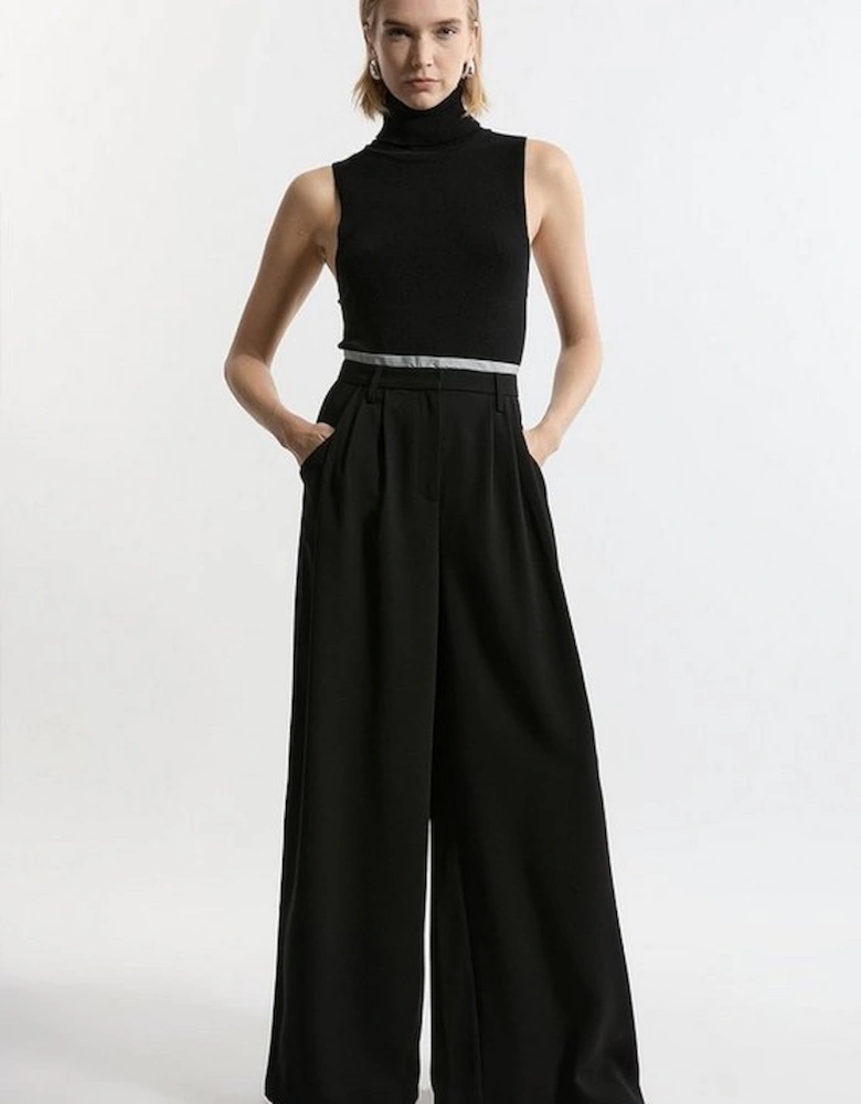 Petite Essential Tailored Wide Leg Trousers