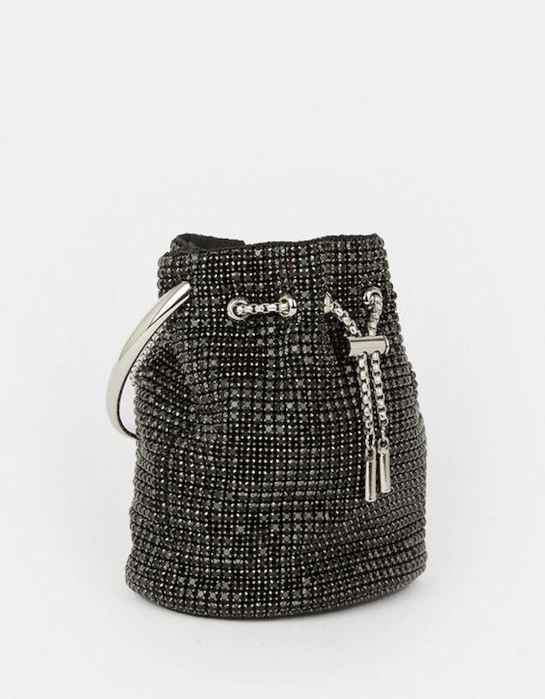 Rhinestone Bucket Hoop Clutch Bag