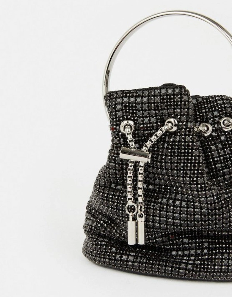 Rhinestone Bucket Hoop Clutch Bag