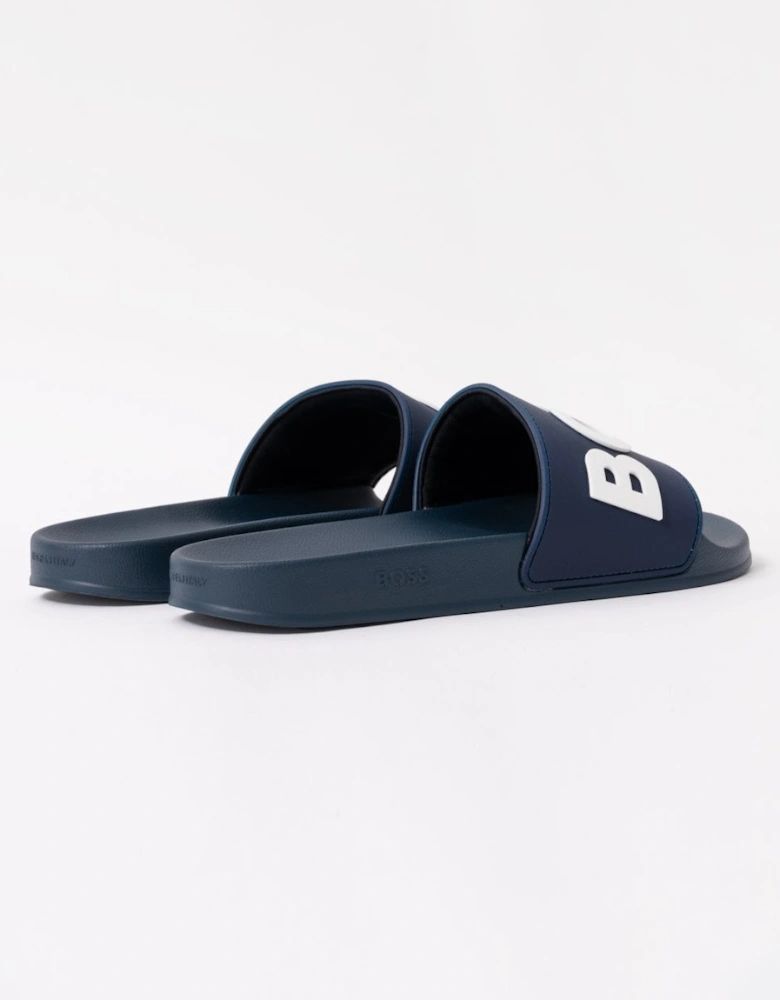 BOSS Orange Kirk Mens Italian-Made Slides with Raised Logo