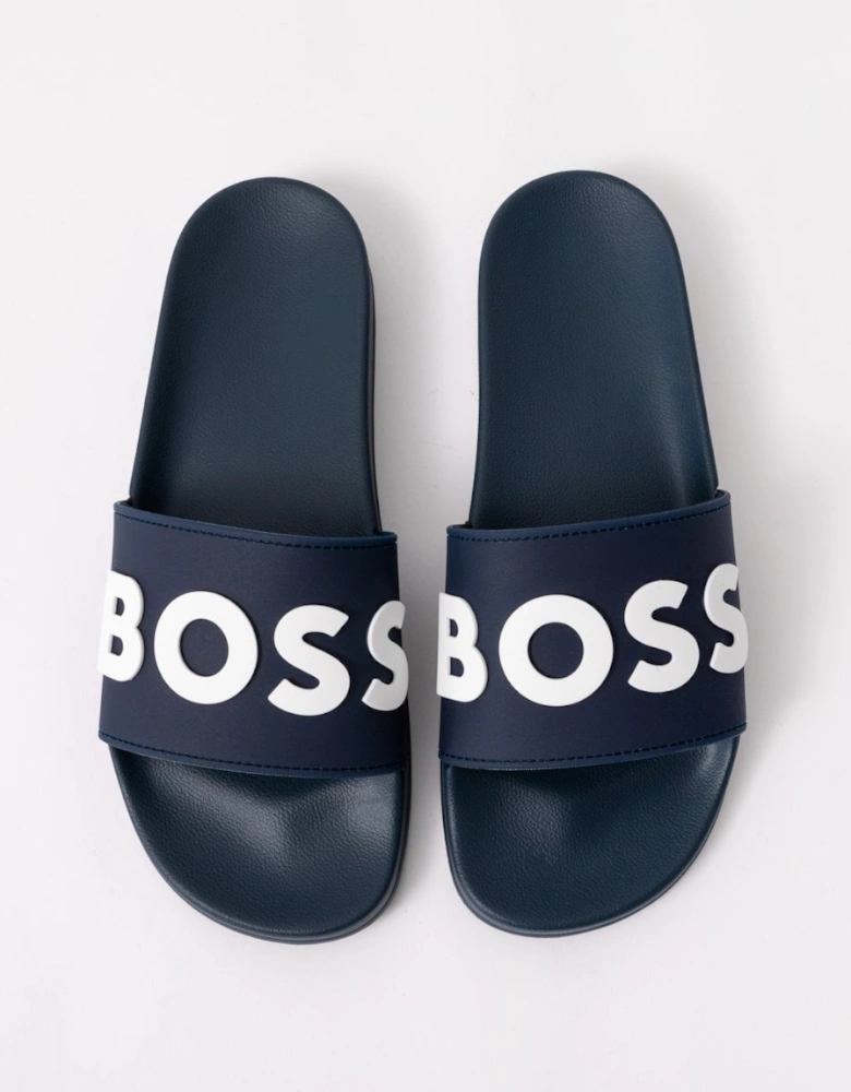 BOSS Orange Kirk Mens Italian-Made Slides with Raised Logo