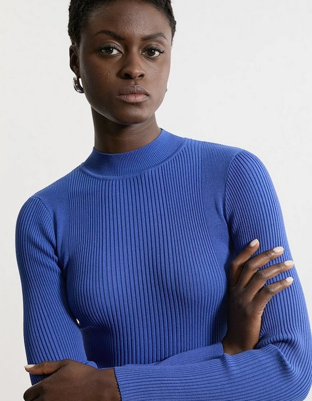 Funnel Neck Rib Knit Top