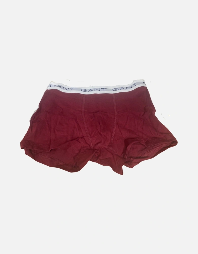 3-Pack White Waistband Boxer Trunks, Burgundy/Green/Navy