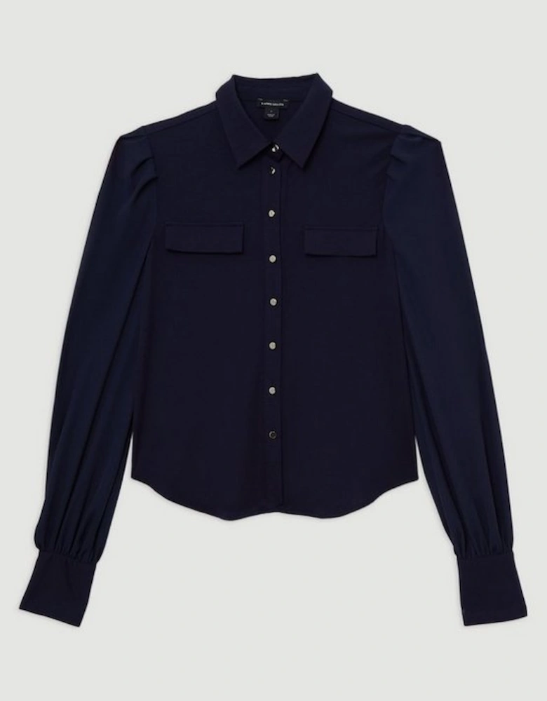 Georgette Crepe Collared Woven Shirt