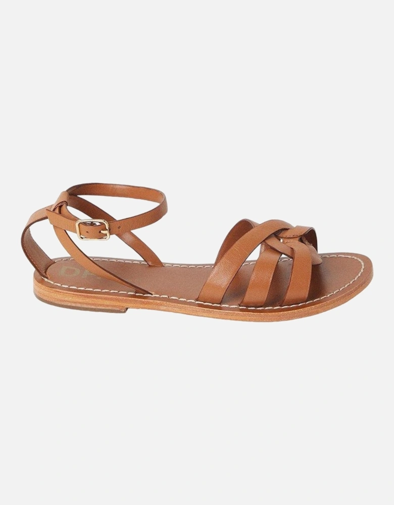 Womens/Ladies Jaleesa Leather Woven Wide Sandals