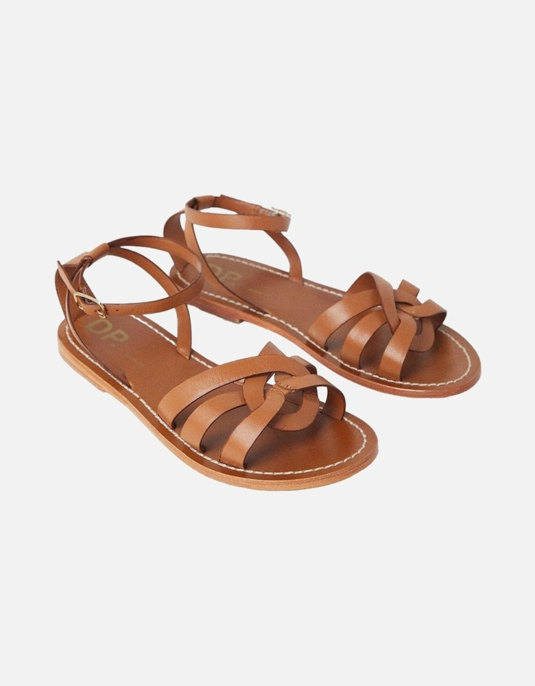 Womens/Ladies Jaleesa Leather Woven Wide Sandals