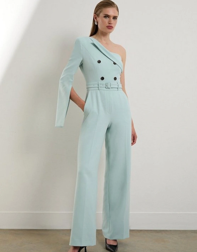 The Founder Tall Compact Stretch One Shoulder Tailored Jumpsuit