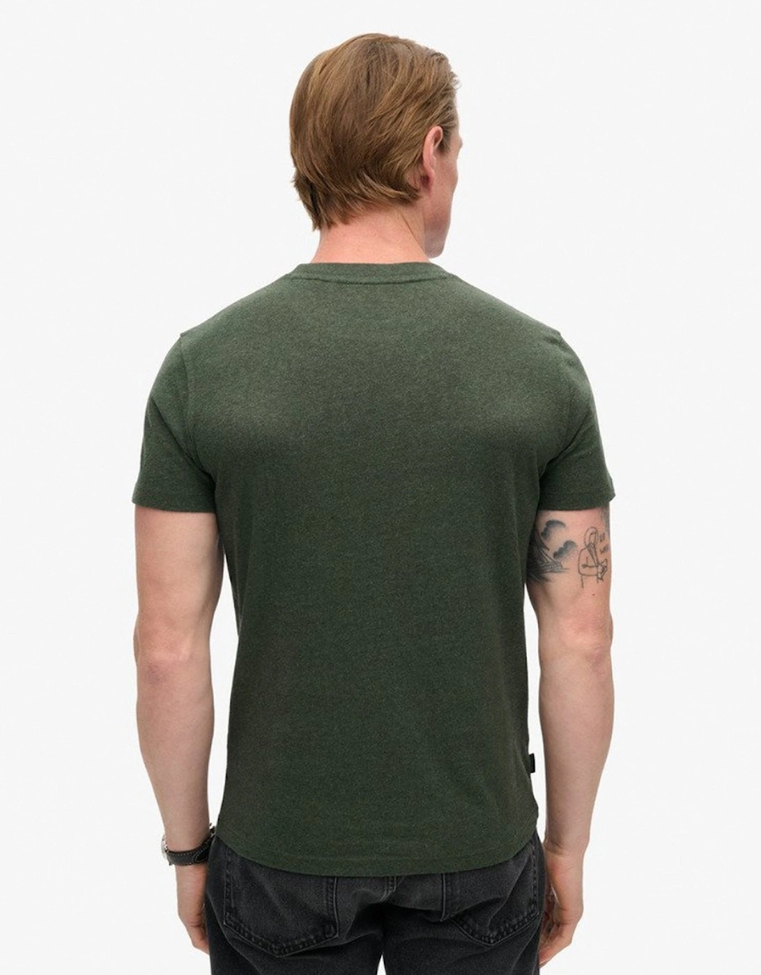 Men's Essential Logo Embroidered Tee Deep Forest Green Marl