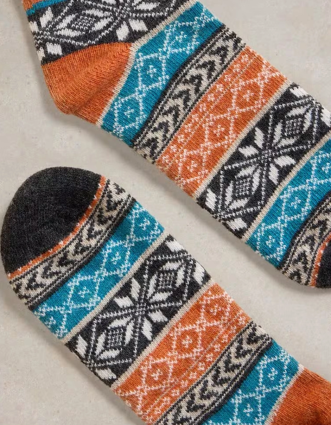 Fairisle Wool Mix Sock Teal Multi