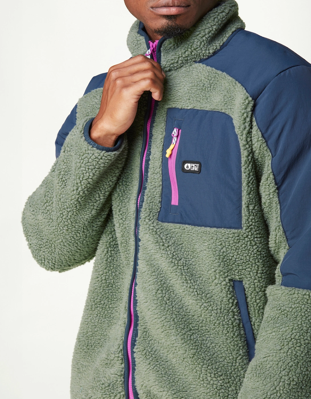 Men's Quilchena Zip Fleece Green Spray Dark Blue