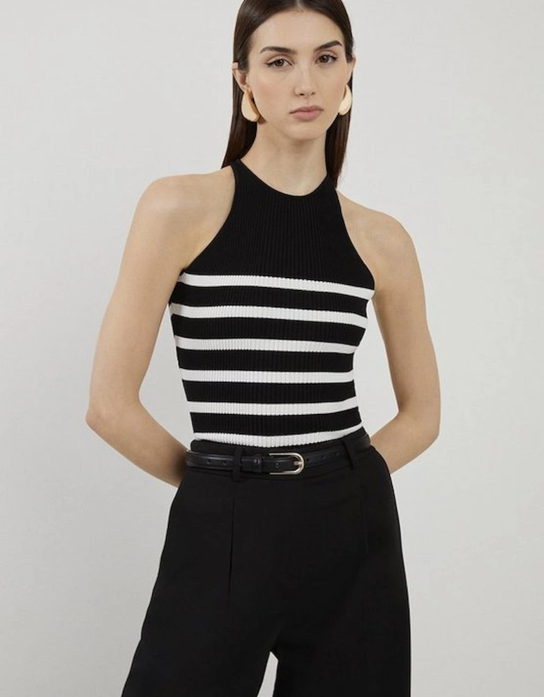 Viscose Blend Rib Knit Racer Vest