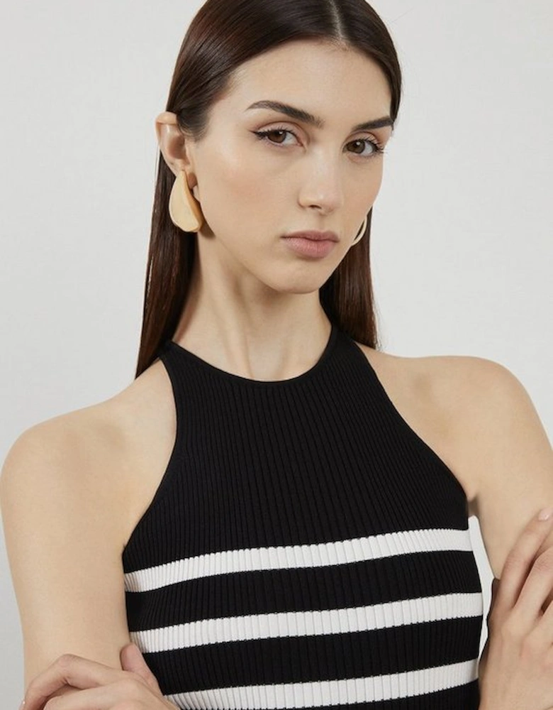 Viscose Blend Rib Knit Racer Vest