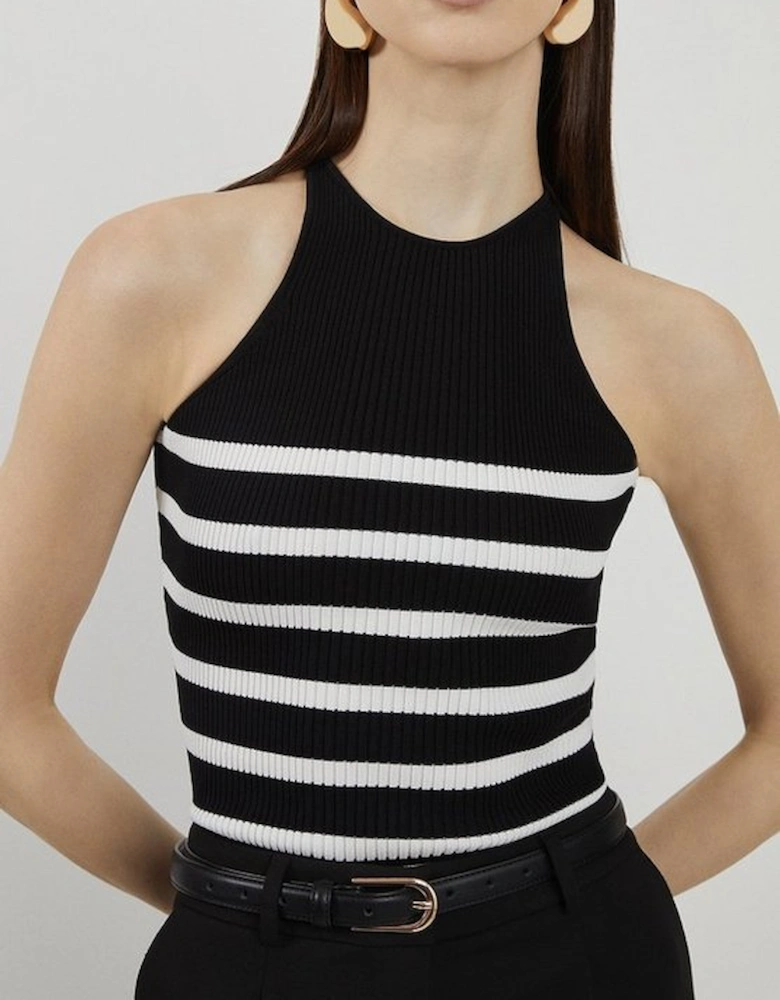Viscose Blend Rib Knit Racer Vest
