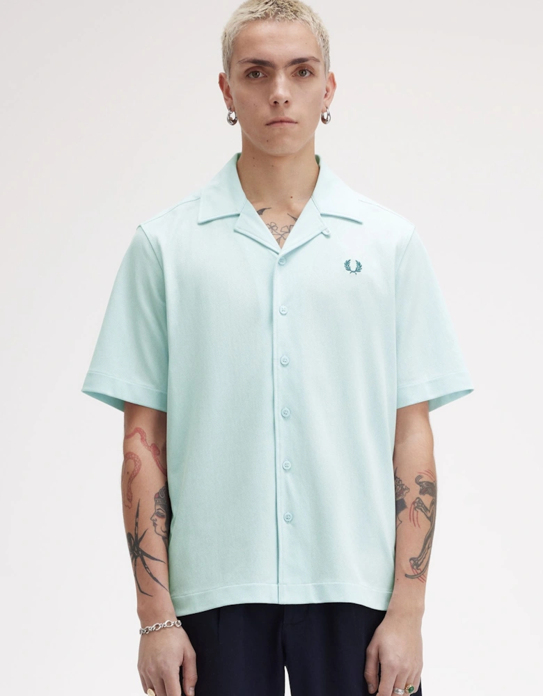 M7820 Compress Mesh Revere Collar Shirt Light Ice
