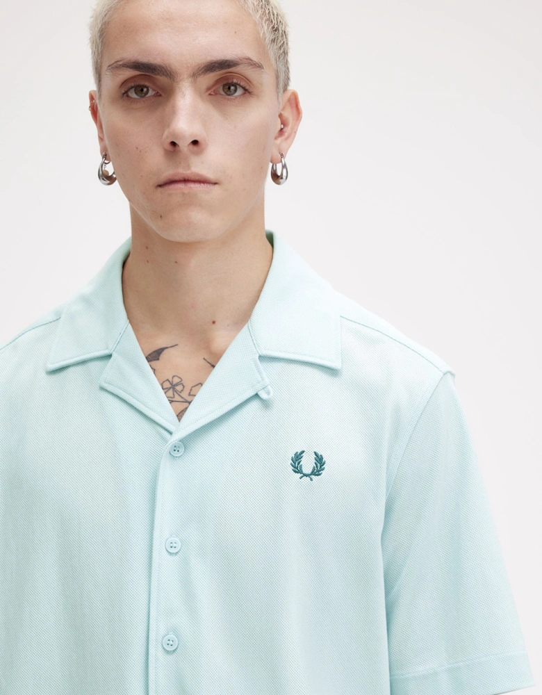 M7820 Compress Mesh Revere Collar Shirt Light Ice