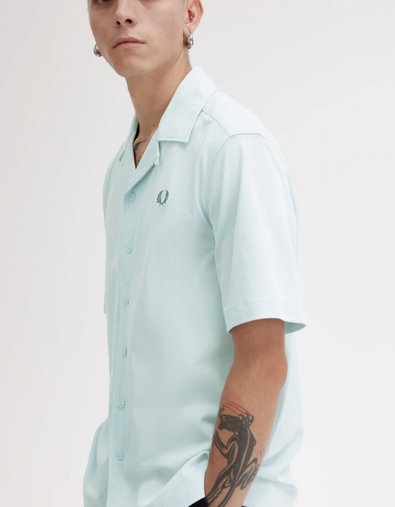 M7820 Compress Mesh Revere Collar Shirt Light Ice