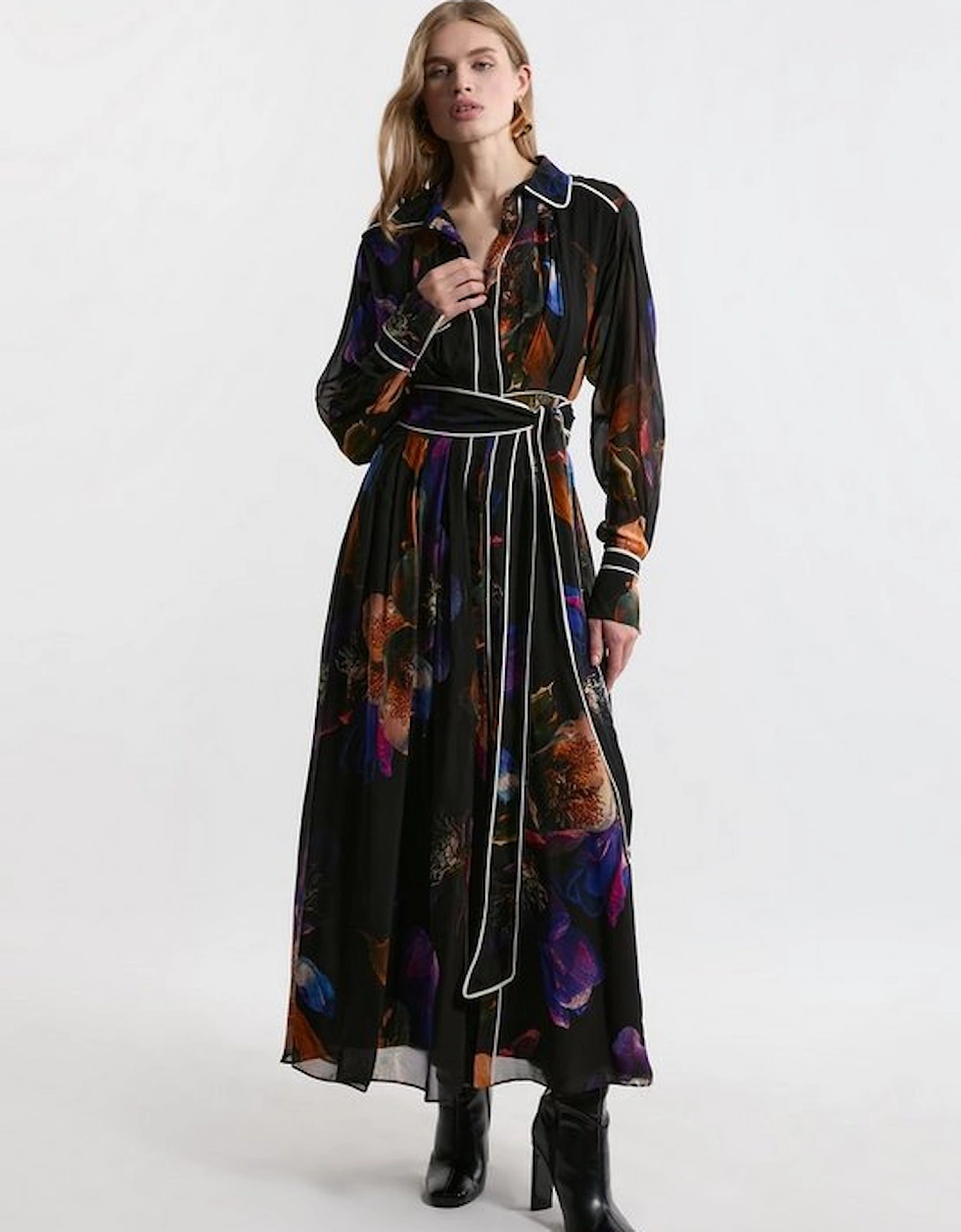 Printed Viscose Placed Floral Woven Maxi Dress, 5 of 4