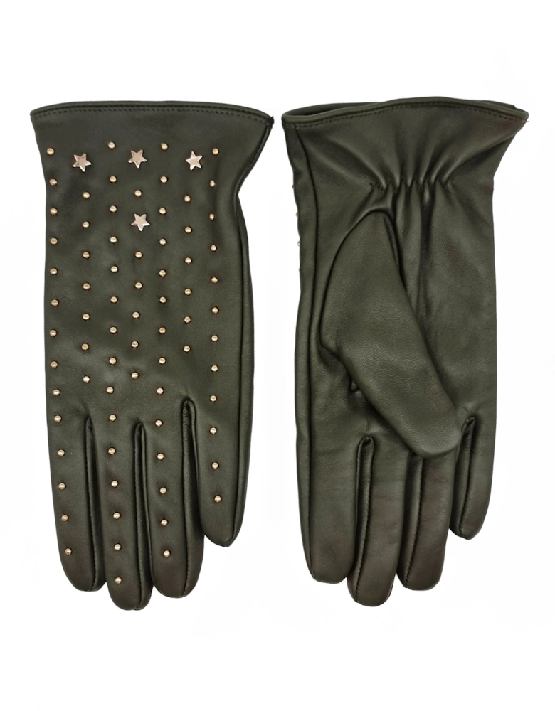 TISHAN STUDDED GLOVES IN KHAKI