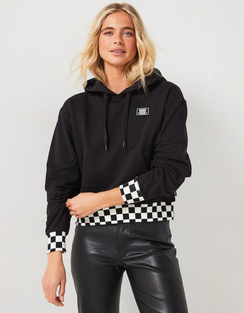 Women's Boom Boom Check Crop Hoodie - Black