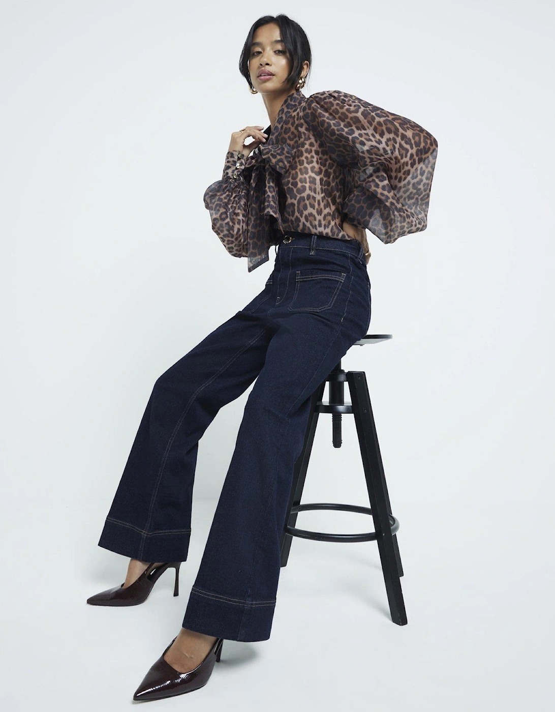 Petite High Waist Wide Leg Pocket Jeans - Blue, 2 of 1