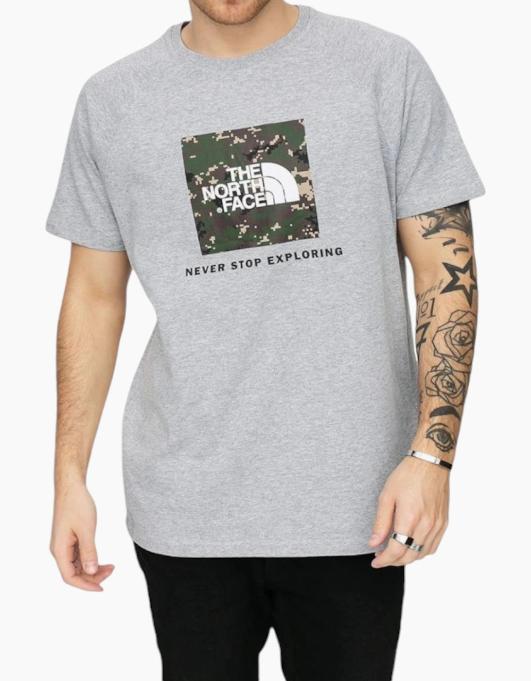 The North Face Men's The North Face Mens T Shirts Reglan Redbox Short Sleeve Crew Neck Summer NSE Tee - Grey