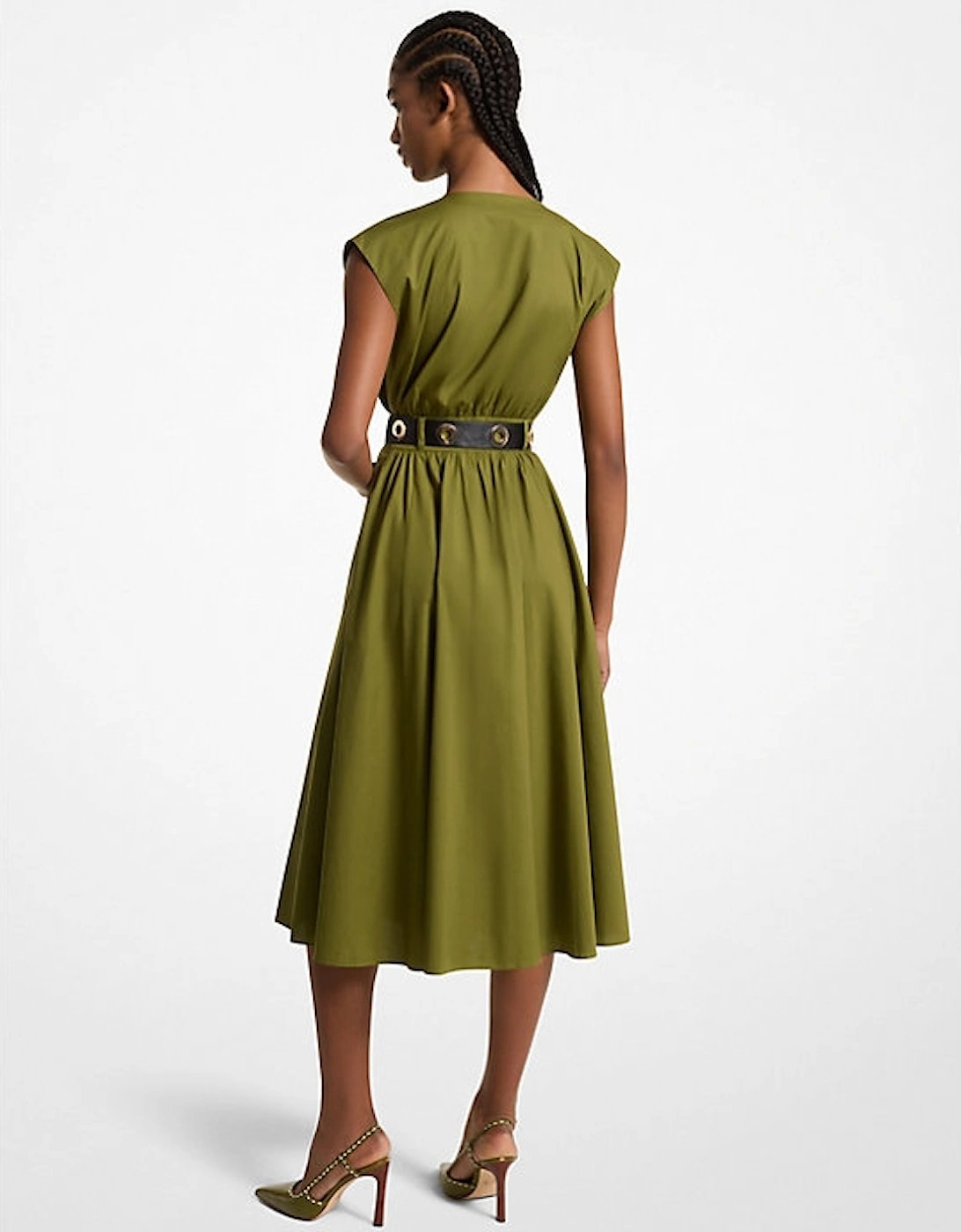 Stretch Organic Cotton Poplin Midi Dress