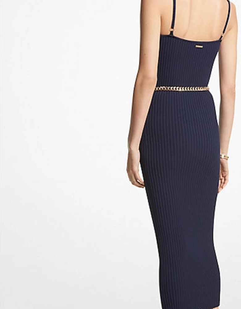 Ribbed Stretch Viscose Belted Bustier Dress