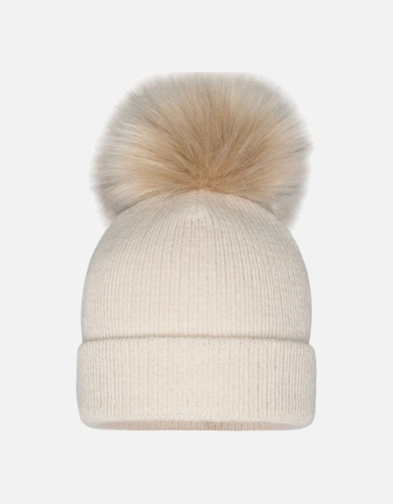 Beige Pom Hat