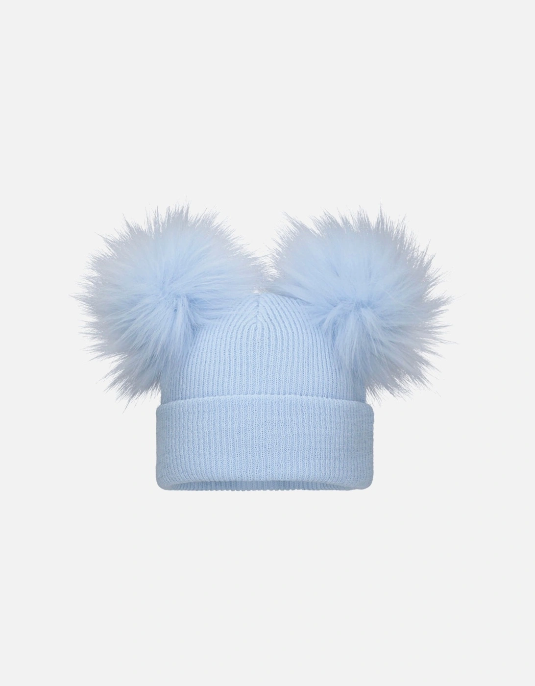 Blue Fine Knit Double Pom Hat, 2 of 1