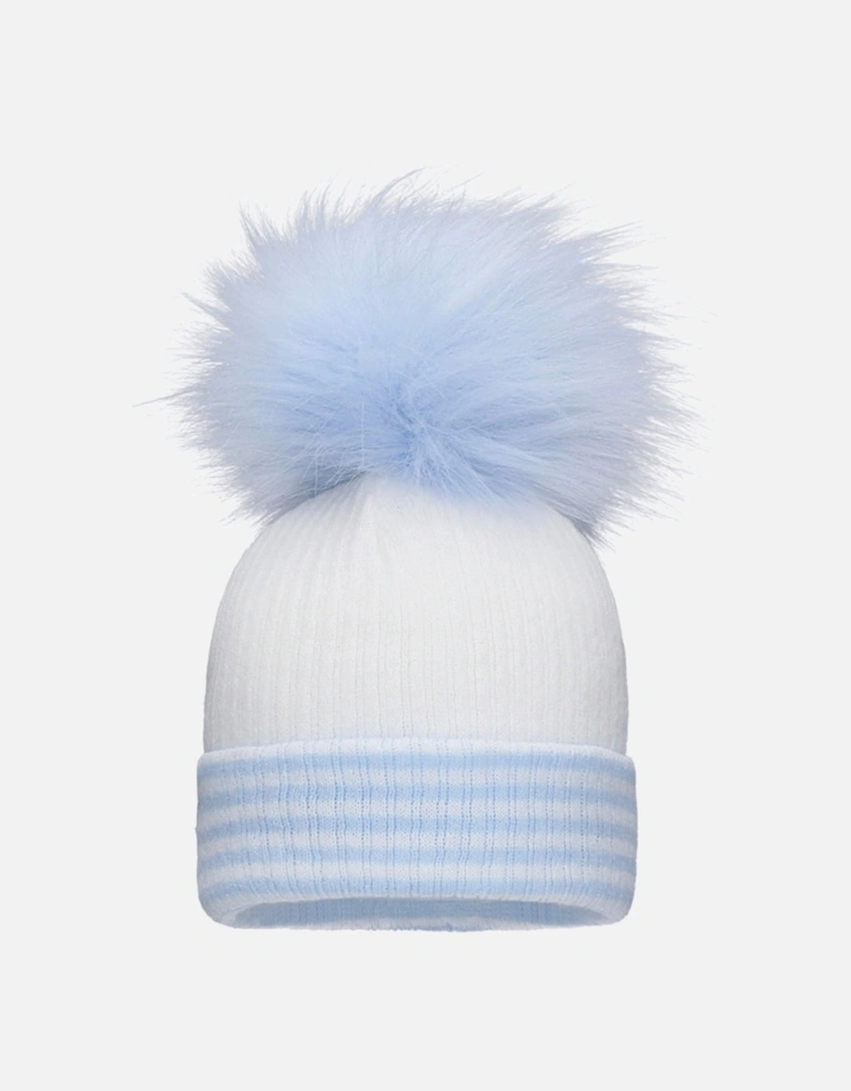 Blue Stripe Pom Hat