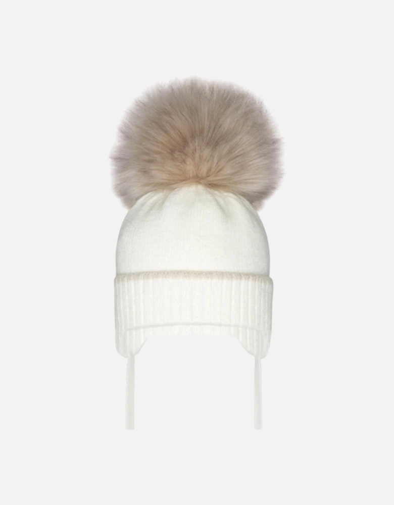 Beige Pom Hat