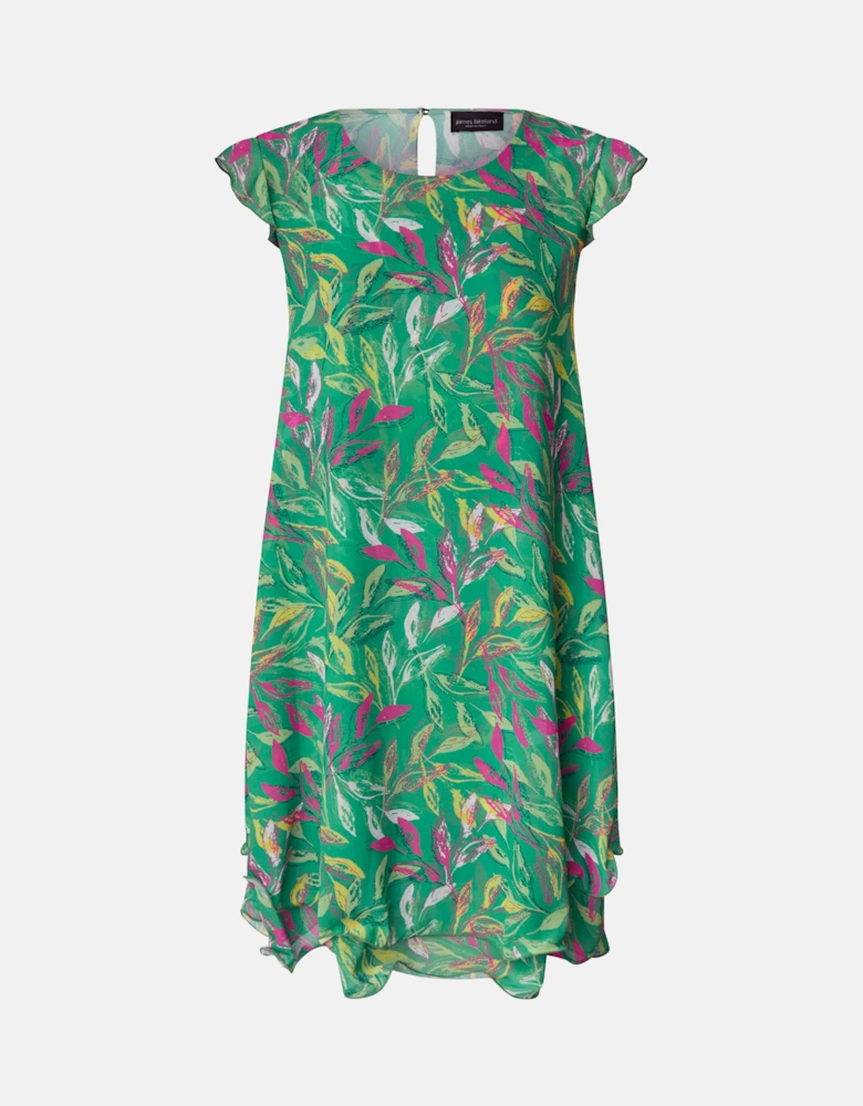 Ruffle Sleeveless Wave Hem Dress Green