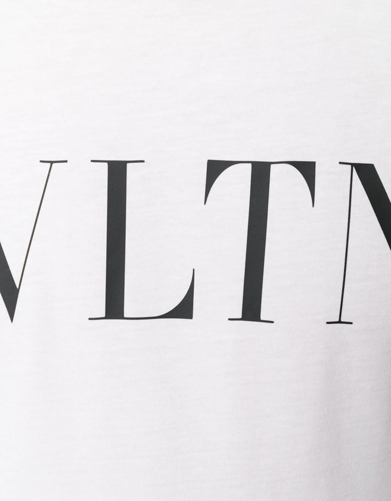 Black Bold VLTN Print Logo T-Shirt in White