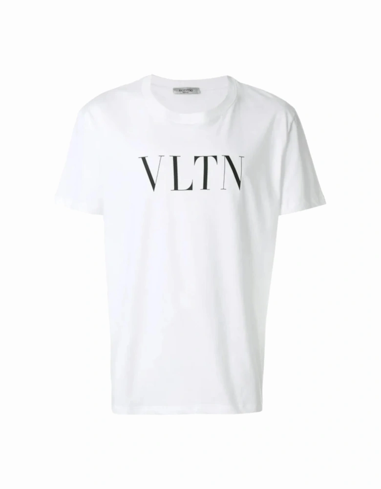 Black Bold VLTN Print Logo T-Shirt in White