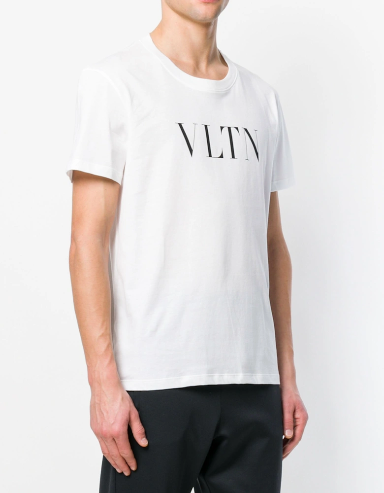 Black Bold VLTN Print Logo T-Shirt in White