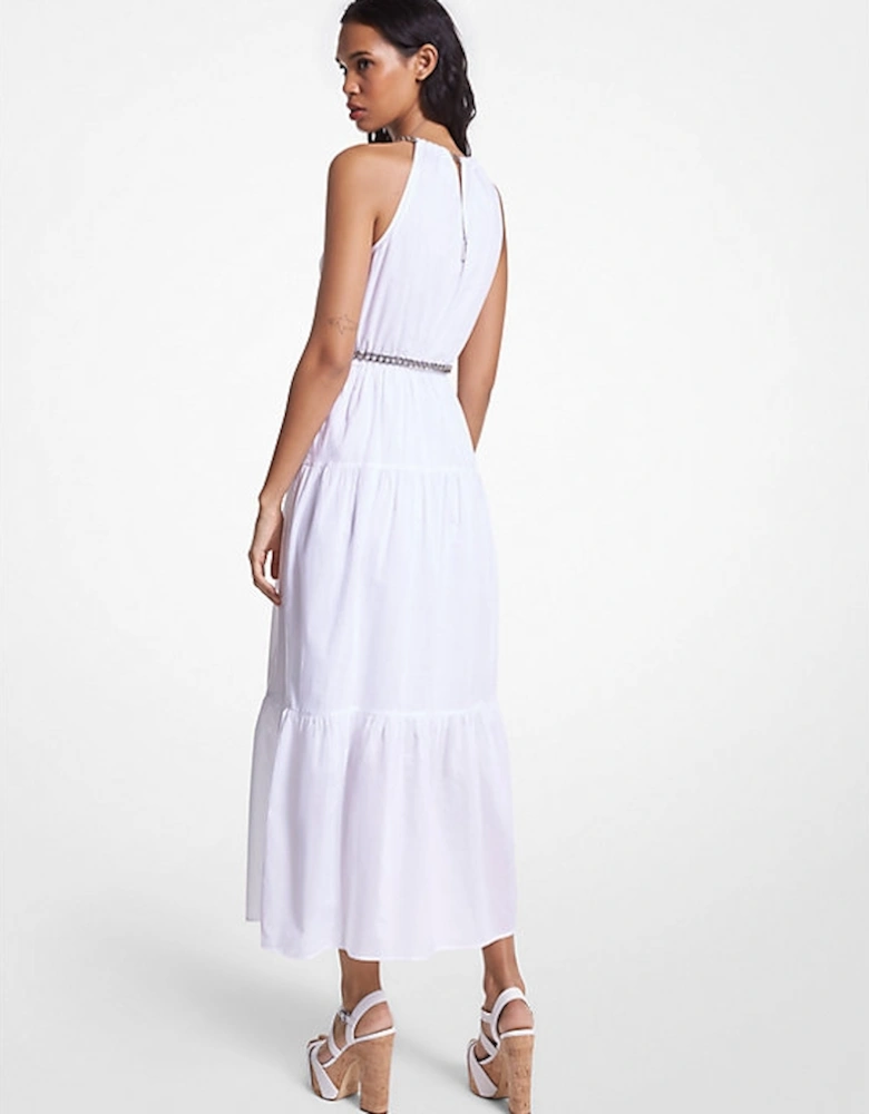 Chain Halter Cotton Lawn Midi Dress