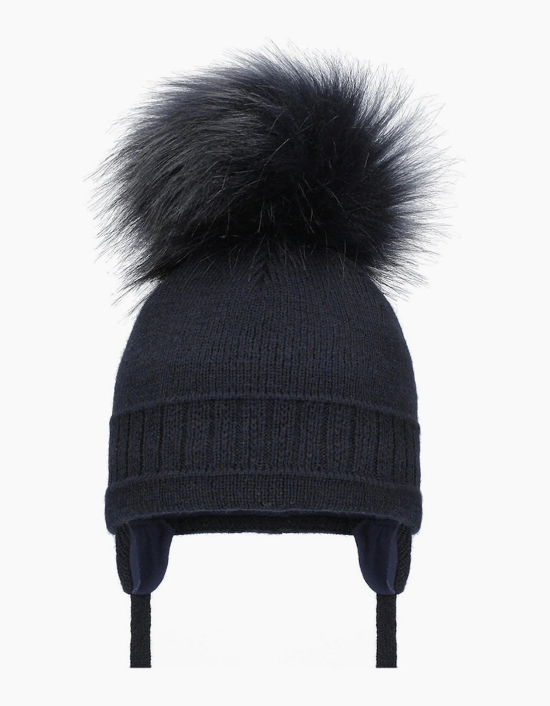Boys Navy Pom Hat - Black - Size: 18-24 months