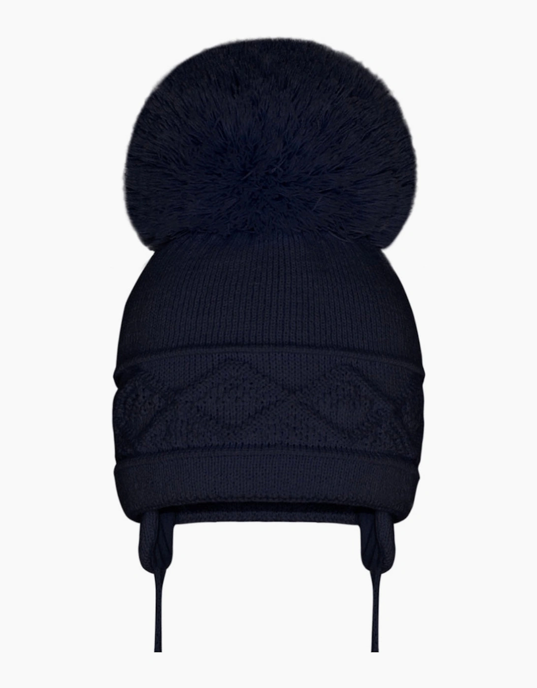 Navy Mega Pom Hat - Black - Size: 0-3 months/3-6 months