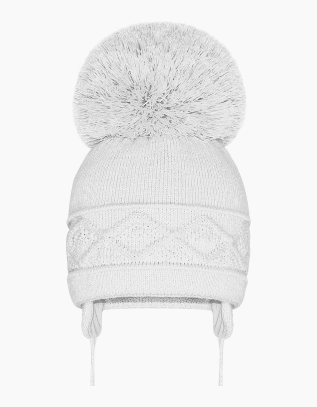 White Mega Pom Hat - Size: 12-18 months