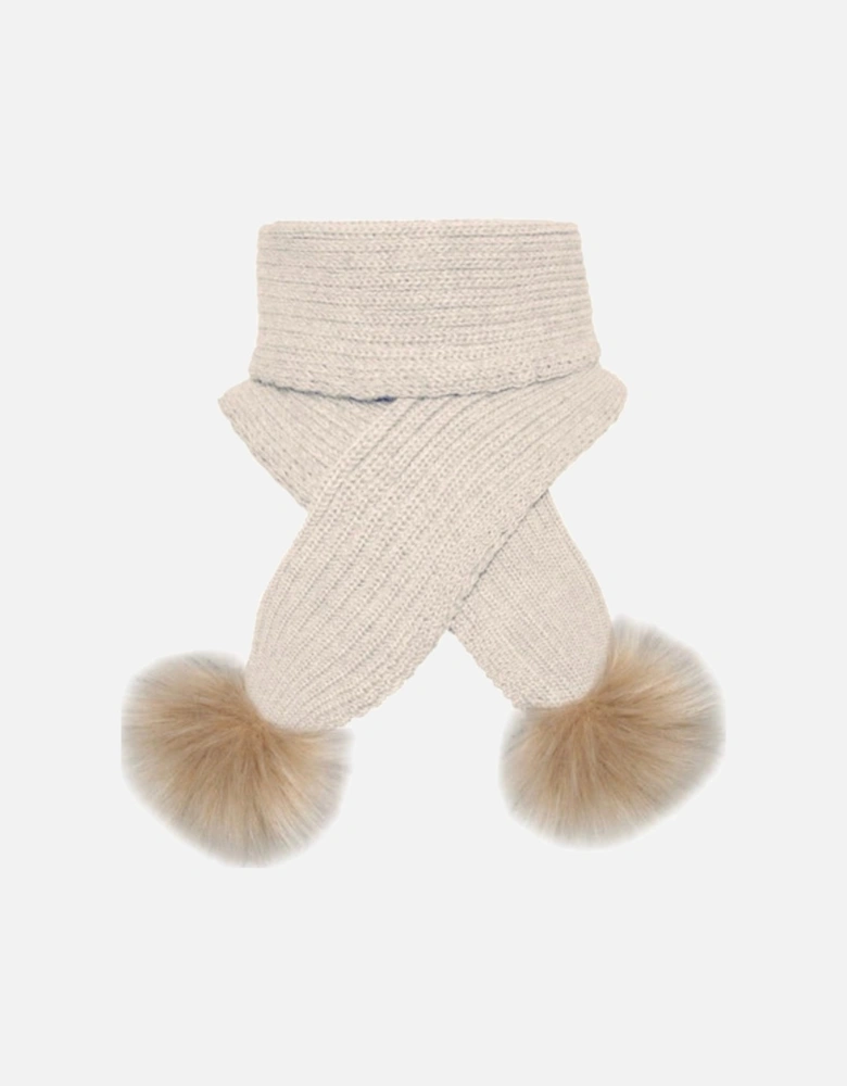 Beige Pom Scarf
