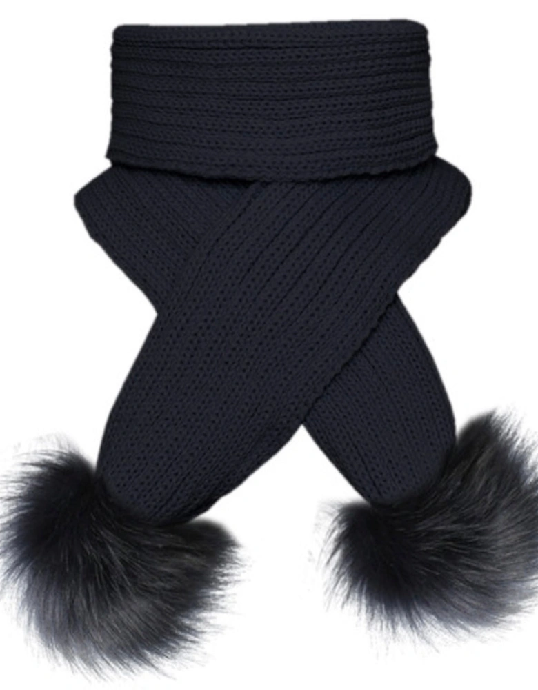 Navy Pom Scarf