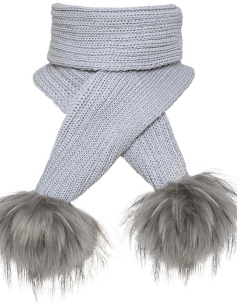 Grey Pom Scarf